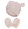 Nya Baby Kids Girls Boys Winter Warm Knit Hat Ear Solid Warm Cute Glove Lovely Beanie Cap 0-18m DB151