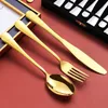 Stainless Steel Tableware Sets Household Western Cutlery Knife Fork Spoon Wooden Gift Box Set Kitchen Dinnerware 24Pcs Creative Gifts