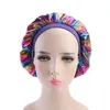 Ny Rainbow Satin Bonnet Hår Styling Keps Lång Hårvård Kvinnor Natt Sov Hat Mössor Head Wrap Dusch Cap Hair Styling Tool