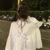 Wiosna Nowe Damskie Topy Rękaw Puff Rękaw Loose Cute Vintage Bow Kobiety Bluzki Koszule Japoński Women Tops