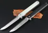 Hot!! Ball Bearing Flipper Folding Knife 440C Satin Drop Point Blade Black/Sand G10+Stainless Steel Sheet Handle EDC Knives