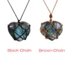 Natural Labradorite Stone Pendant Necklace Wrap Braid Necklace Yoga Macrame For Men Women Energy Jewelry Gifts1301h