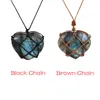 Natural labradorite pedra pingente colar envoltório trança colar yoga macrame para homens mulheres jóias de energia presentes1232d