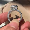 925 スターリングシルバープリンセスカット 3ct ラボダイヤモンドリングジュエリー婚約結婚指輪女性のための