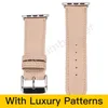 Designer Klockrem för Apple Watchbands 41mm 42mm 38mm 40mm 44mm 45mm Watchband Iwatch 1 2 3 4 5 6 Band Läderband Armband Mode Stripes