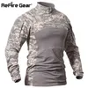 Refire Gear Military Tactical Hemd Männer tarnen Armee Langarm T-Shirt Multicam-Baumwoll-Kampfhemden Camo Paintball T-Shirt G1229