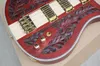 Factory Custom red 4String Electric Bass Guitar with NeckThruBodyRosewood FretboardGold Hardwares3 PickupsOffer Customized7680405