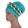 Moslim vrouwen ruche katoen dubbele pailletten vlecht Turban petten chemo mutsen cap Hijab hoofddeksels hoofd wrap haaraccessoires