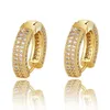 Hip Hop Boucles D'oreilles Pour Hommes Femmes Rappeur Bijoux De Mode De Luxe De Haute Qualité Bling Zircon Pavé Or 18K Cuivre Hoop Huggie Epacket