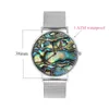 Mavis Hare Ocean Series Real Abalone Shell Mesh horloges Dames polshorloges met roestvrijstalen mesh armband 3 atm waterdicht 2017701214