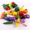 Kids Toys Wooden Kitchen Toys Cutting Fruit Vegetables Miniature Food Preschool Baby Early Educational Toys For Children Gift LJ201211