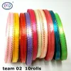 HL 10 rolls 250 yards 6mm Lots colors Phnom penh DIY weaving satin ribbon packing belt wedding Christmas decorations 201128325z