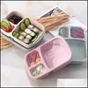 3 Grid Wheat St Lunch Box Mikrowelle Bento Qualität Gesundheit Natürlich Student Tragbare Lebensmittel Lagerung Geschirr Drop Lieferung 2021 Andere Baby Feedi