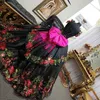 Vintage Black Embroidery Quinceanera Dresses 2021 Mexican Ball Gown Appliques Lace Prom Dress Corset Vestidos De 15 Anos Formal Women Party