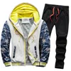 Erkekler Eşofman Kış Giysileri 2 Adet Set Hoodies Ve Pantolon Set Adam Kürk Astarlı Sıcak Spor Giyim Koşu Takım Elbise Erkekler Sweatsuit Winter1