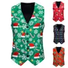 Świąteczna kamizelka męska moda bankiet bolesne bluzki Business Business Casual Christmas Printing kamizelki kamizelki męskie odzież S-xxl 2020
