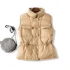 Suyadream mulher para baixo casaco carrinho colar de inverno coletes cintura cintura sólida womens parka casacos quentes 201102