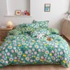 Classic Bedding Set 5 Size Grey Blue Grid Summer Home Linen 4pcs/set Duvet Cover Flat Sheet Pastoral Sleeping Cover Ab Side 2021 C0223