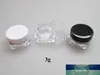 504 stks / partij 3G Square Cream Jar, 3CC Cosmetische container, plastic fles, displayfles, wit, helder, zwart voorbeeldpot