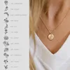 Delicate geboorte bloemen ketting anjer Rose Charms gelaagdheid bloem maand schijf ketting sieraden moeder vrouwen cadeau 15mm 18inch1575624