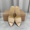 Nya Grossi Rossi Heel tofflor Sandaler Stiletto Mules PVC High Heels 105mm Slip-On Open Toe Women Luxury Designers Shoes Evening Factory Factorwear Stor storlek 35-43