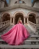 Kryształ Zroszony Off Ramię Sweet 16 Quinceanera Dresses 2021 Suknia Balowa Princess Puff Organza Masquerade Vestidos Prom Party Dress Al4814