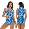 2020 1PC zwempak Dames Swimwear Push Up Monokini Bodysuit Zip Rash Guard zwempak vrouwelijk sport badpak strandkleding xxl T200708