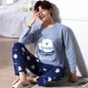 Yidanna Mężczyzna Piżama Zestaw Kreskówki Z Długim Rękawem Odzież Sleep Zimowa Bawełniana Nightwear Mężczyźni Nighty Casual O Neck Fashion 201023