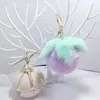Cute Plush Persimmon Faux Rabbit Fur Key chain Kids Bag Ornaments Pendant Women Car Keyring Jewelry Trinkets Gifts