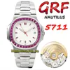 2022 GRF 5723 324SC A324 Orologio da uomo automatico Ruby Iced Out T Diamond intarsio Lunetta in oro rosa Quadrante grigio Texture Stick Markers Bracciale in acciaio SS Super Orologi Eternity