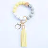 Silicone Beaded Bangle Keychain with Tassel for Women Party Favor, Wristlet Key Ring Bracelet Fast Delivery!!!