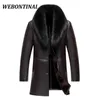 Mäns Läder Faux Partihandel - Webontinal Vinter Jacka Män Coat Male Top Quality Real Fur Collar Warm Tjock Windbreaker Velvet1