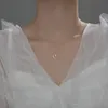 S925 シルバーフォレストシリーズ星と月甘いネックレス女性の小さな新鮮な韓国スタイルのシンプルな気質鎖骨チェーン Q0531