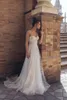 2021 Lace Sequins Wedding Dresses Sexy Spaghetti Straps A-Line Bridal Gowns Custom Made Backless Sweep Train Plus Size Wedding Dress