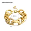 Flashbuy Punk Gold Thick Twist Chain Bracelet for Women Men Chunky Minimalist Trend Wrist Jewelry Pulsera