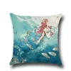 Mer motif coton lin jeter oreiller housse de coussin voiture maison lit décoration canapé décoratif taie d'oreiller1 coussin décoratif272W