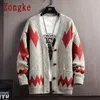 Zongke V-образным вырезом полосатый кардиган мужская одежда вязаный свитер мужчин пальто зимняя мужская одежда осенью новое прибытие M-3XL 201120