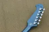 Anpassad butik Dave Grohl DG 335 Metallic Blue Semi Hollow Body Jazz Electric Guitar Dual Diamond Holes Split Diamond Inlay Grover 4094826