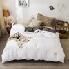 Bonenjoy 1 pc 100%Cotton Duvet Cover Solid Color Cotton Quilt Cover White and Gray Comforter Cover Single Queen King Size LJ201015