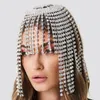 Stoneefans lyx rhinestone panna headpiece tofs chain för kvinnor handgjorda hatt kristall huvudband bröllop hår tillbehör j0113