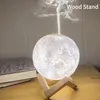 FreeShipping 880ML Ultrasonic Moon Air Humidifier Aroma Diffuseur d'huiles essentielles avec lampe de nuit LED USB Mist Maker Humidificador Drop Ship