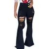 Taille haute Flare Jeans Black Bell Bottom Ripped Femme Jeans pour femmes Denim Skinny Jeans Mom Wide Leg Plus Size Pantalon # G2 201105