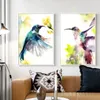 Aquarelle colibri animaux affiches et impressions toile peinture oiseau peinture mur Art photos pour enfants salon Cuadros