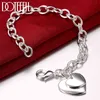 Doteffil 925 Sterling Silver Double Heart Pendant Bracelet for Woman Charm Wedding Engagement Fashion Party Jewelry