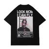 T-shirts Men's T-shirts Men Women Tops Look Mom i Can Fly Tees Hip Hop Style Short Sleeve Harajuku Print