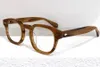 Flerfärgad Johnny Depp Retro-Vintage Solglasögon Frame Plain Glasses Cart-Carvd 49 46 44 Importerad Plank Round FullRim för recept231m