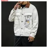 Dropshipping Autumn Pocket Patchwork Male Demin Coat Streetwear Causal Jeans Jacket Cotton Outwear Male Demin Lapel Coat LJ201013