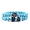 2pcs/set 매력 비드 팔찌 부처 부처님 Paracord Natural Stone Lion Bracelet Men Pulseras Hombre Bracciali Uomo Mens Bracelets