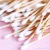 100PCSPACK Bambu bomullsknoppar Swabs Medical Ear Cleaning Wood Sticks Makeup Health Tools Tampons Cotonete6261293