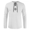 T Shirts de chemise pour hommes chemises Blouses Fashion Coton Lin de coton solide Costume rétro médiéval